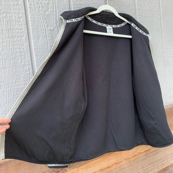 PINK VS grey thick sherpa full zip cozy sweater - Picture 13 of 16